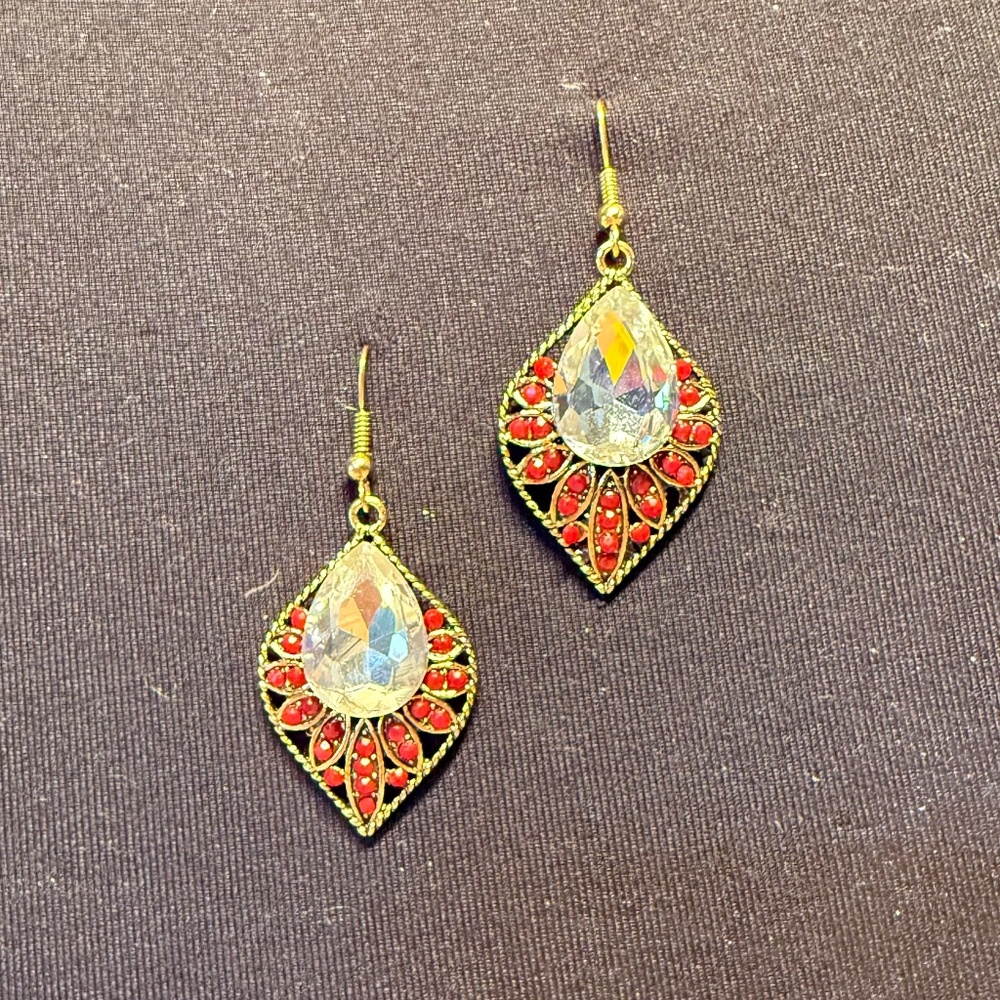 Regal Ember Teardrop Earrings